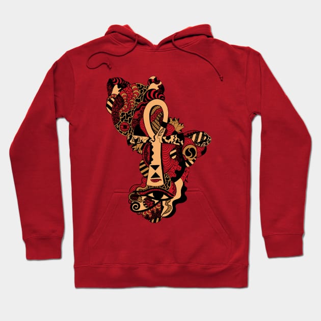 Red and Cream Horus Ankh Hoodie by kenallouis